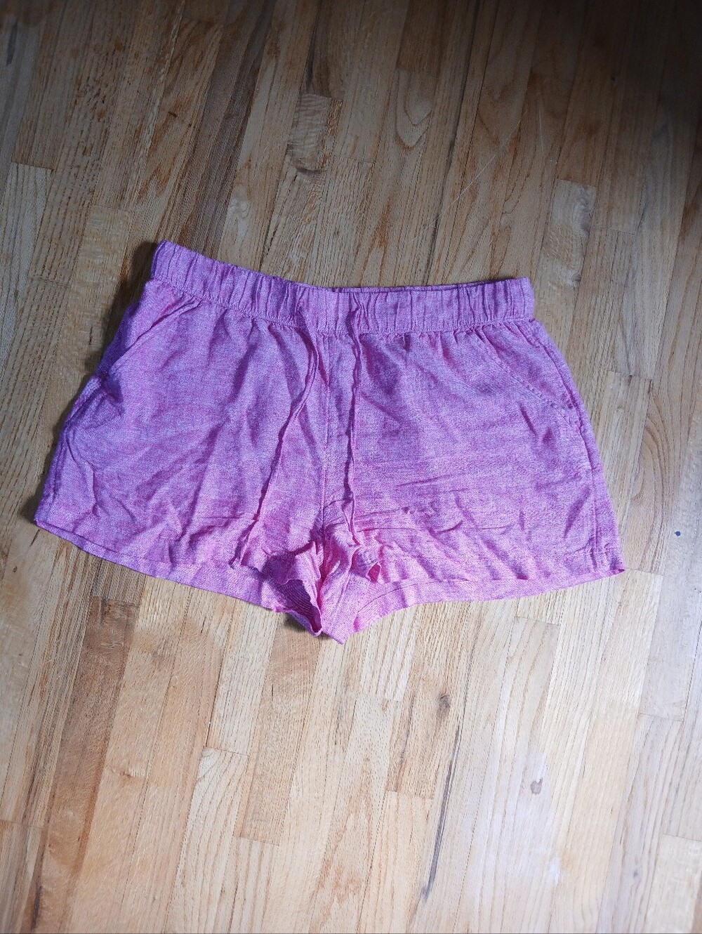 Pink Linen Blend Shorts